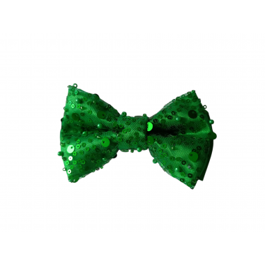 Papion rafinat, cu paiete, model Clasic, Green Glitter Happiness